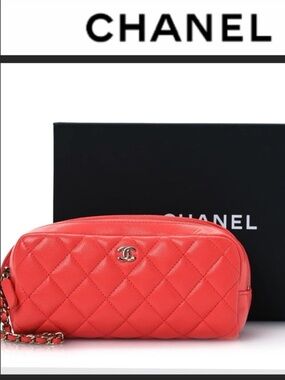 NWT CHANEL Cavier Quilted Double Zip Cosmetic Bag